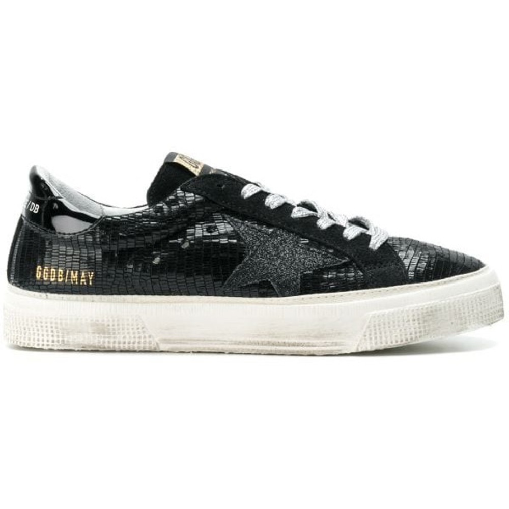 GOLDEN GOOSE BLACK SNEAKERS BLACK GLITTER STAR